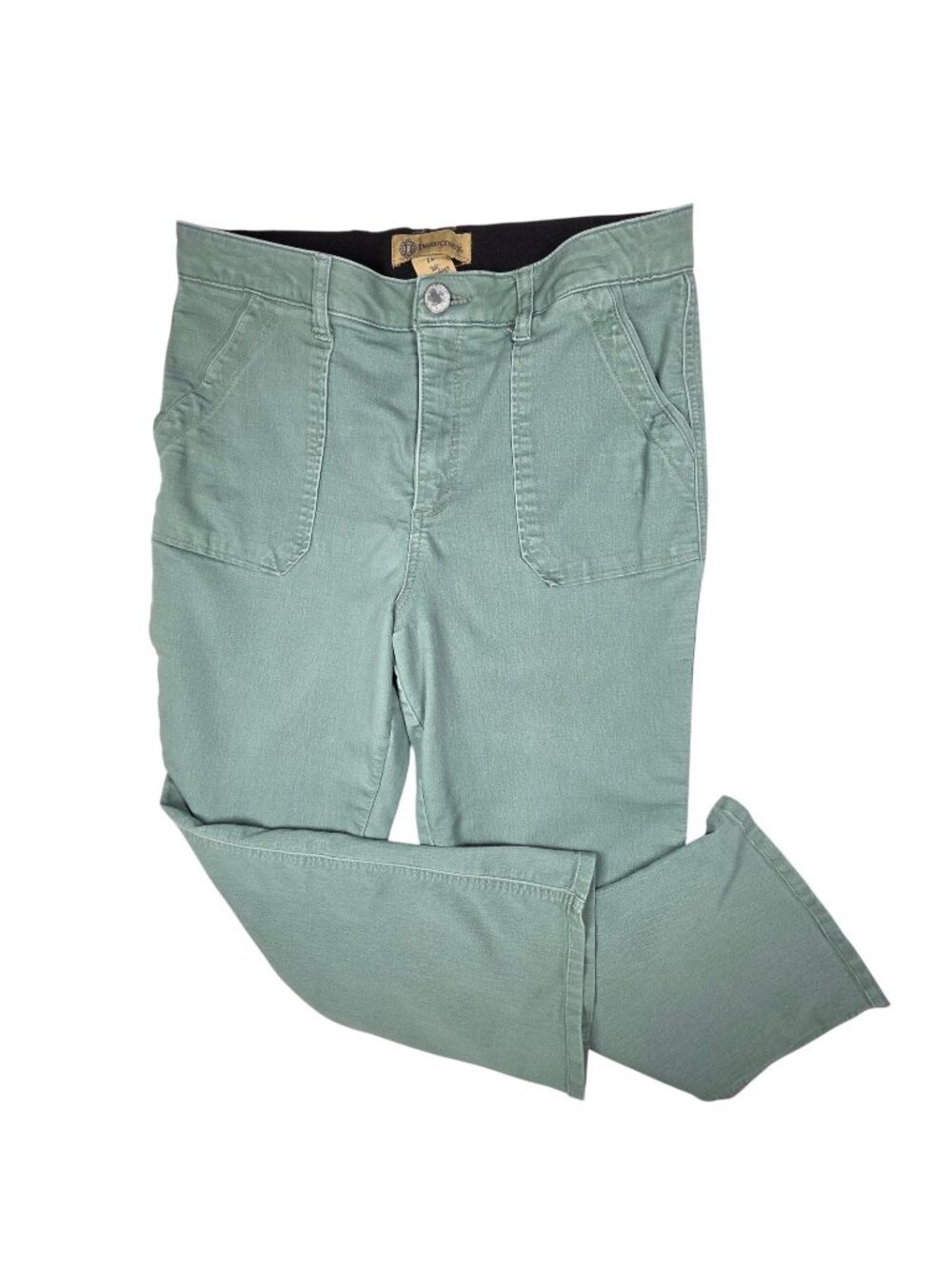 Democracy Ab Technology Pants Women 12 Green Twill Cargo Straight Ankle Stretch